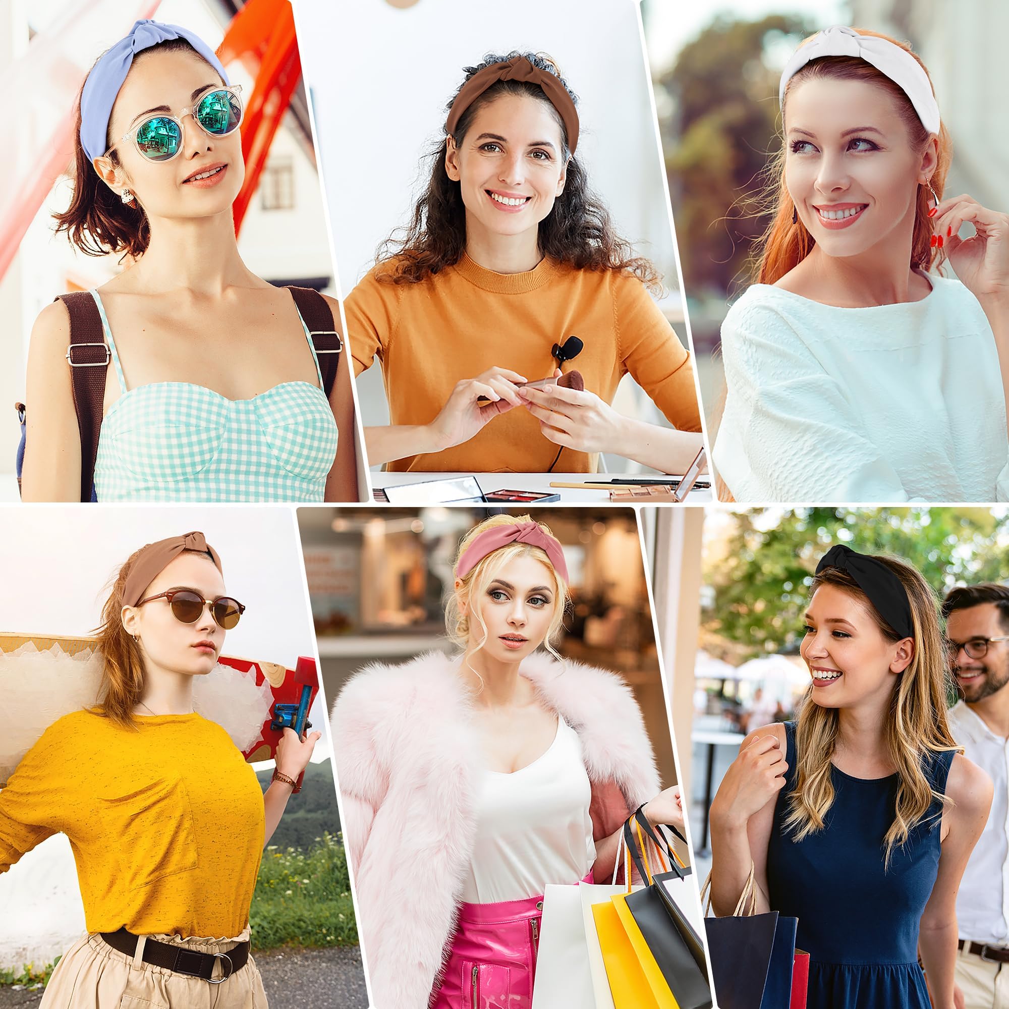 DiyJibb Headbands for Women Girls - 6PCS Stylish Top Knotted Headbands - Knotted Headband for Women - Head Bands Wide Hairband Hair Accessories